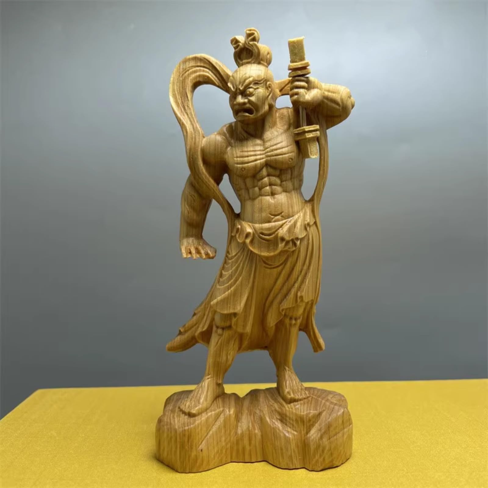 仁王像　金剛力士像　片方　木彫　サイズ制限の為片方ずつの出品となります2体文価格 Amazon｜ZURTEC木彫り仏像仁王像（金剛力士）置物ハミング二護法神密跡